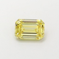 Diament laboratoryjny o barwie fantazyjnej szlif szmaragdowy, 0.64ct, VVS2, Fancy Intense Yellow, IGI LG734533763
