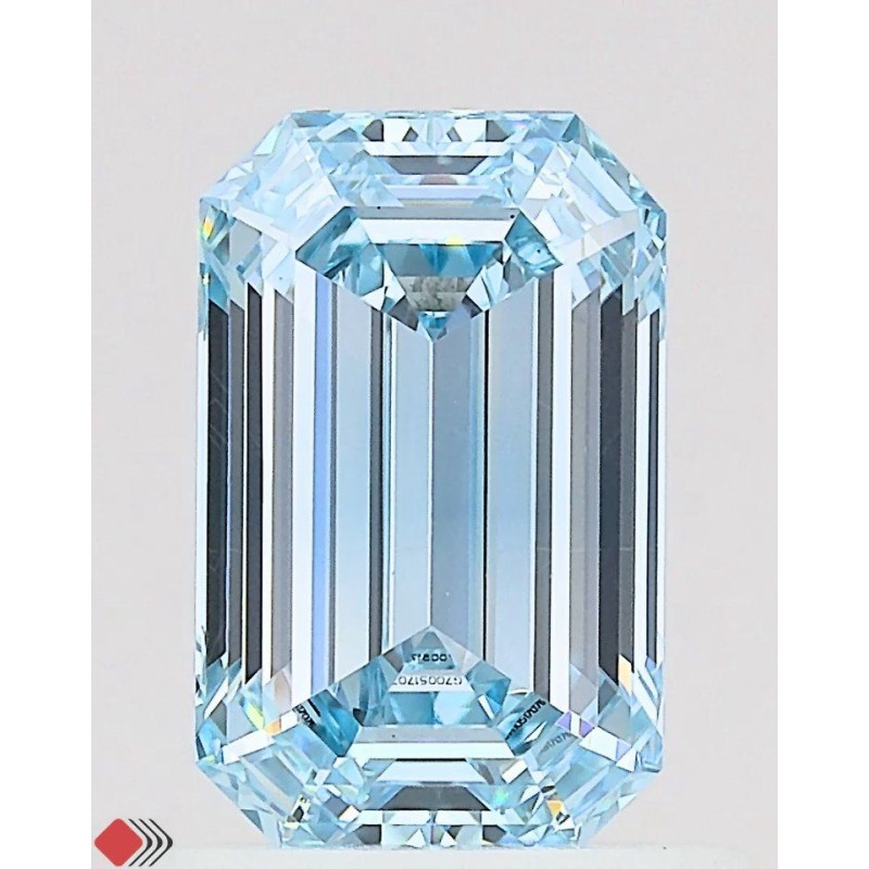 Diament laboratoryjny o barwie fantazyjnej szlif szmaragdowy, 1.01ct, VVS2, Fancy Intense Blue, IGI LG700517076