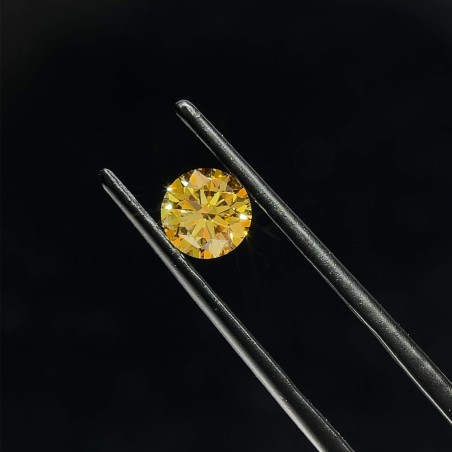 Diament laboratoryjny o barwie fantazyjnej szlif okrągły, 0.76ct, VVS2, Fancy Intense Brownish Yellow, IGI LG593370708