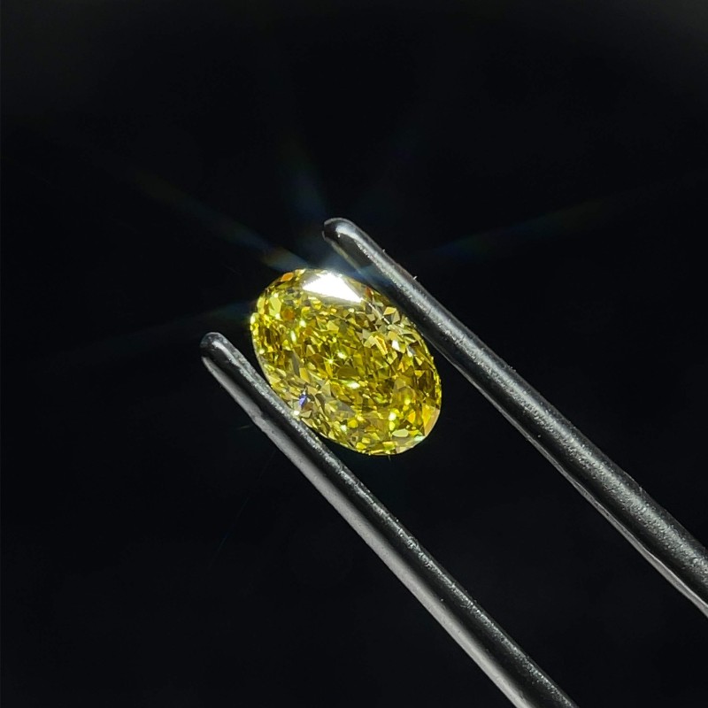 Diament laboratoryjny o barwie fantazyjnej szlif owalny, 0.85ct, VVS2, Fancy Intense Green Yellow, IGI LG598326428 Diament laboratoryjny o barwie fantazyjnej szlif owalny, 0.85ct, VVS2, Fancy Intense Green Yellow, IGI LG598326428