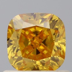 Diament o barwie fantazyjnej szlif poduszkowy brylantowy, 0.71ct, SI2, Fancy Vivid Yellow Orange, GIA 5406652225