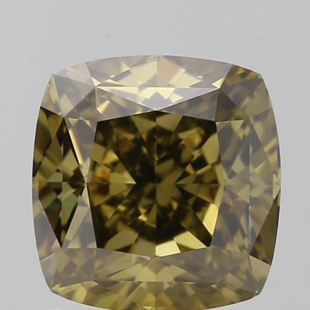 Diament o barwie fantazyjnej szlif poduszkowy brylantowy, 1.52ct, VVS2, Fancy Dark Greenish Brown, GIA 6482533839
