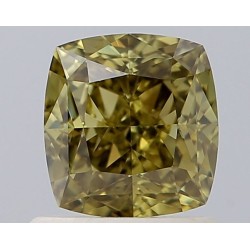 Diament o barwie fantazyjnej szlif poduszkowy brylantowy, 1.02ct, VVS2, Fancy Deep Brownish Greenish Yellow, GIA 7498497320