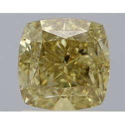Diament o barwie fantazyjnej szlif poduszkowy brylantowy, 1.5ct, SI2, Fancy Brownish Greenish Yellow, GIA 6495351110