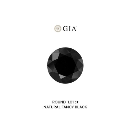 Diament o barwie fantazyjnej szlif okrągły, 1.01ct, VVS2, Fancy Black, GIA 2235547355
