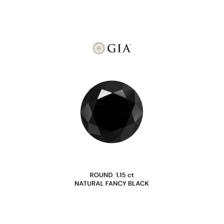 Diament o barwie fantazyjnej szlif okrągły, 1.15ct, VVS2, Fancy Black, GIA 2235546745