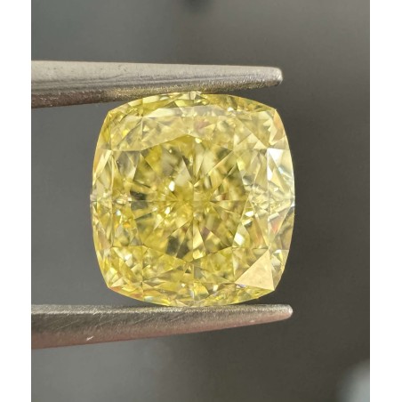 Diament o barwie fantazyjnej szlif poduszkowy brylantowy, 1.71ct, VS1, Fancy Intense Yellow, GIA 2474883822