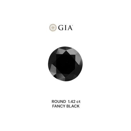Diament o barwie fantazyjnej szlif okrągły, 1.42ct, VVS2, Fancy Black, GIA 2233635739