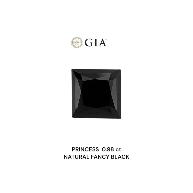 Diament o barwie fantazyjnej szlif princess, 0.98ct, VVS2, Fancy Black, GIA 5231634924