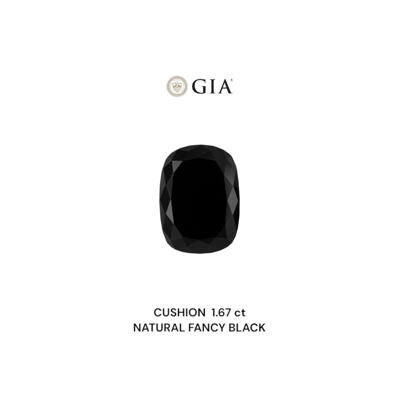 Diament o barwie fantazyjnej szlif poduszkowy brylantowy, 1.67ct, VVS2, Fancy Black, GIA 6237547366 Diament o barwie fantazyjnej szlif poduszkowy brylantowy, 1.67ct, VVS2, Fancy Black, GIA 6237547366