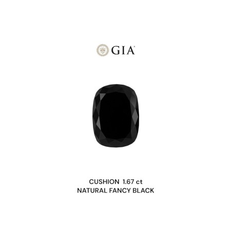 Diament o barwie fantazyjnej szlif poduszkowy brylantowy, 1.67ct, VVS2, Fancy Black, GIA 6237547366