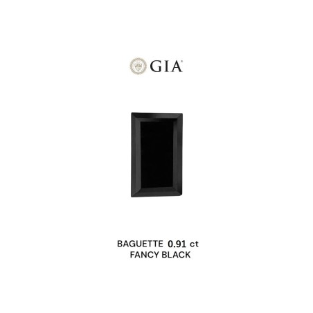 Diament o barwie fantazyjnej bagietka, 0.91ct, VVS2, Fancy Black, GIA 2235636451