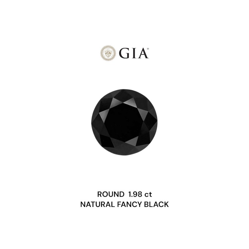 Diament o barwie fantazyjnej szlif okrągły, 1.98ct, VVS2, Fancy Black, GIA 2235636312 Diament o barwie fantazyjnej szlif okrągły, 1.98ct, VVS2, Fancy Black, GIA 2235636312