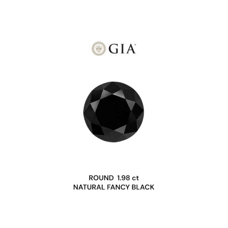 Diament o barwie fantazyjnej szlif okrągły, 1.98ct, VVS2, Fancy Black, GIA 2235636312