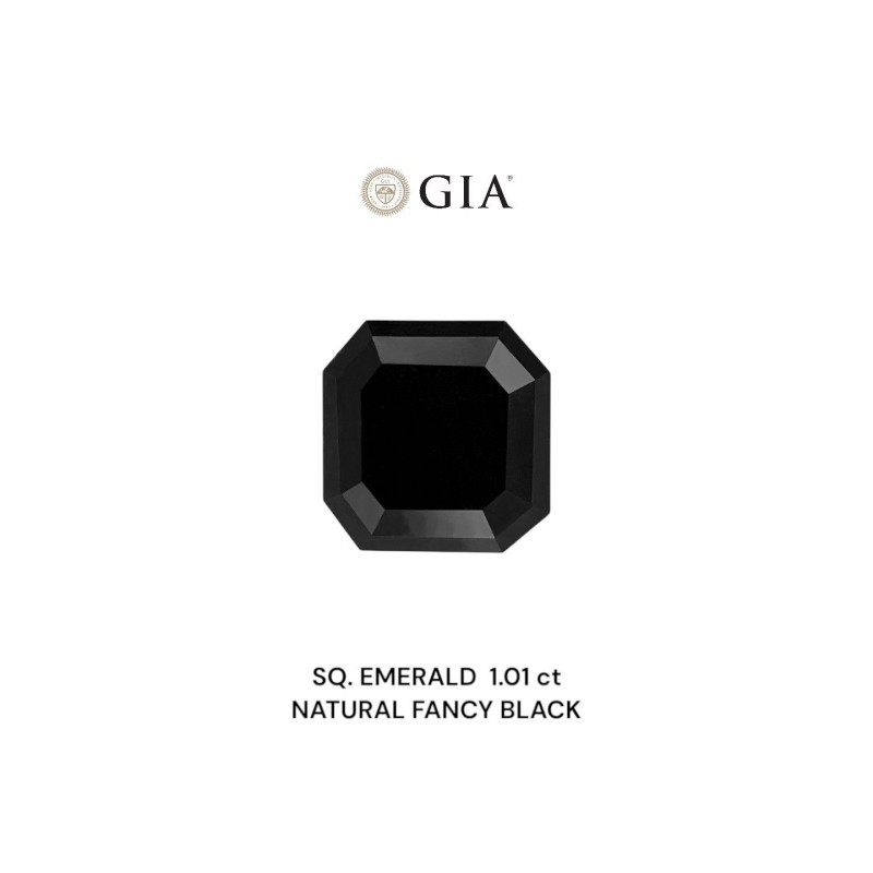 Diament o barwie fantazyjnej szlif szmaragdowy kwadratowy, 1.01ct, VVS2, Fancy Black, GIA 5232545937