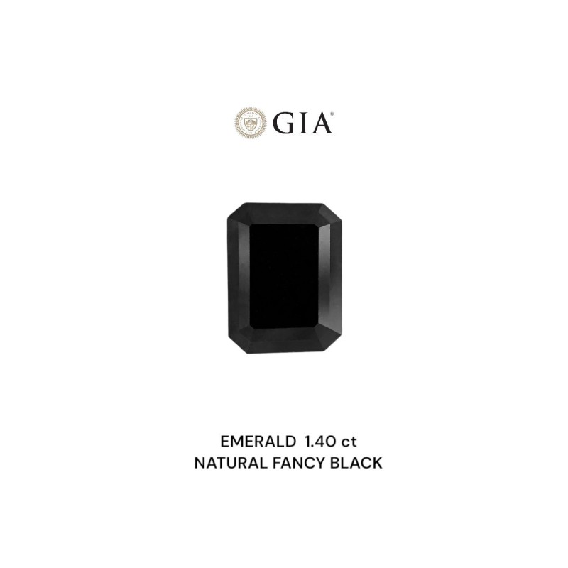 Diament o barwie fantazyjnej szlif szmaragdowy, 1.4ct, VVS2, Fancy Black, GIA 2235546087