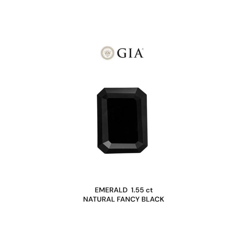 Diament o barwie fantazyjnej szlif szmaragdowy, 1.55ct, VVS2, Fancy Black, GIA 1232546079