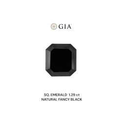 Diament o barwie fantazyjnej szlif szmaragdowy kwadratowy, 1.29ct, VVS2, Fancy Black, GIA 2231546120