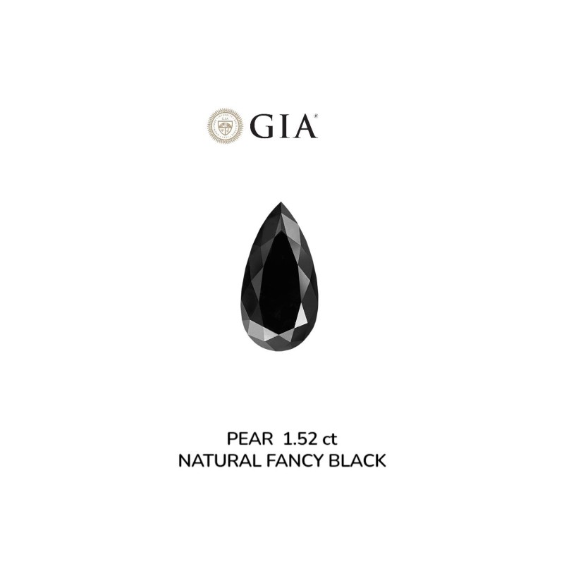 Diament o barwie fantazyjnej szlif gruszkowy, 1.52ct, VVS2, Fancy Black, GIA 2235634929