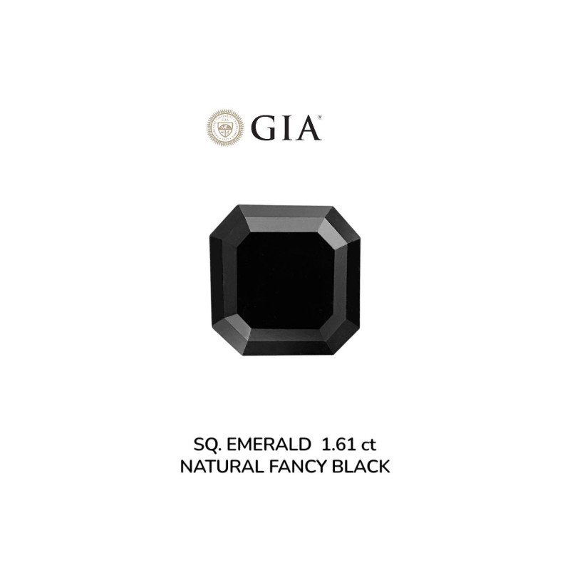 Diament o barwie fantazyjnej szlif szmaragdowy kwadratowy, 1.61ct, VVS2, Fancy Black, GIA 2235636442