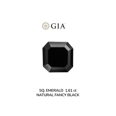 Diament o barwie fantazyjnej szlif szmaragdowy kwadratowy, 1.61ct, VVS2, Fancy Black, GIA 2235636442
