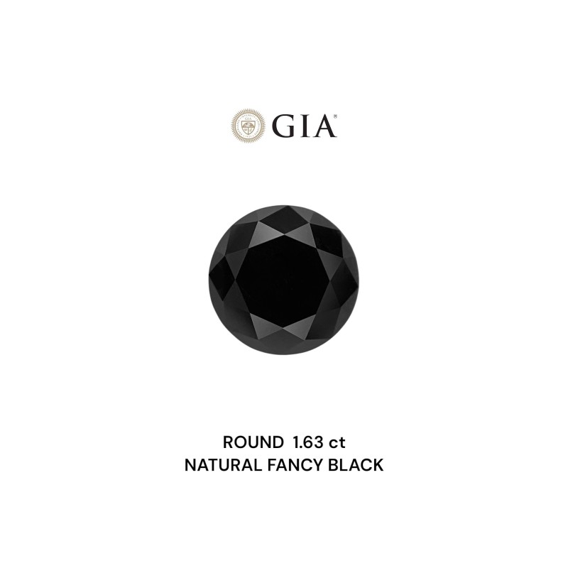 Diament o barwie fantazyjnej szlif okrągły, 1.63ct, VVS2, Fancy Black, GIA 2235636273