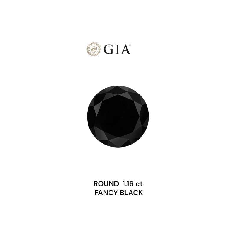 Diament o barwie fantazyjnej szlif okrągły, 1.16ct, VVS2, Fancy Black, GIA 2235636304