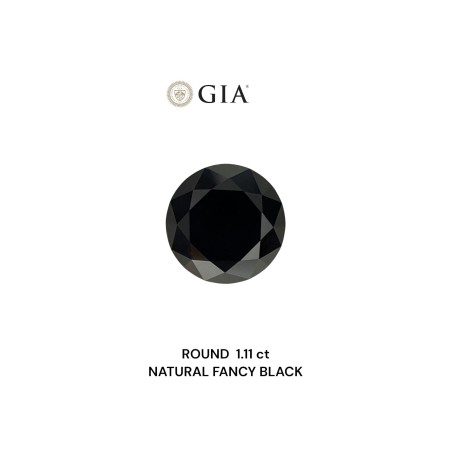 Diament o barwie fantazyjnej szlif okrągły, 1.11ct, VVS2, Fancy Black, GIA 1232637640