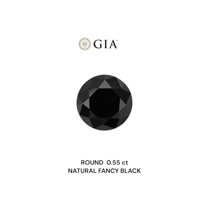 Diament o barwie fantazyjnej szlif okrągły, 0.55ct, VVS2, Fancy Black, GIA 1232639553 Diament o barwie fantazyjnej szlif okrągły, 0.55ct, VVS2, Fancy Black, GIA 1232639553