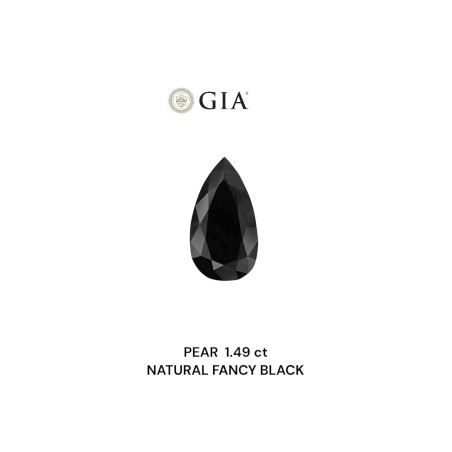 Diament o barwie fantazyjnej szlif gruszkowy, 1.49ct, VVS2, Fancy Black, GIA 2235636385