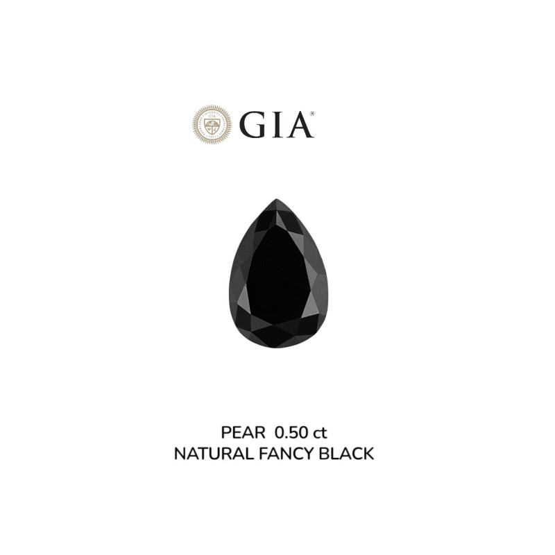 Diament o barwie fantazyjnej szlif gruszkowy, 0.5ct, VVS2, Fancy Black, GIA 2231639327