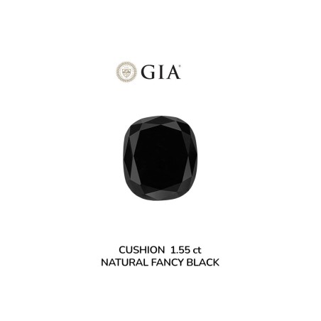 Diament o barwie fantazyjnej szlif poduszkowy brylantowy, 1.55ct, VVS2, Fancy Black, GIA 2235634902