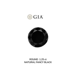 Diament o barwie fantazyjnej szlif okrągły, 1.25ct, VVS2, Fancy Black, GIA 2235639208