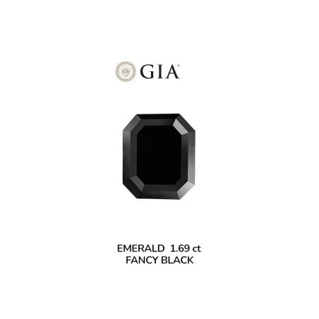 Diament o barwie fantazyjnej szlif szmaragdowy, 1.69ct, VVS2, Fancy Black, GIA 1232634984