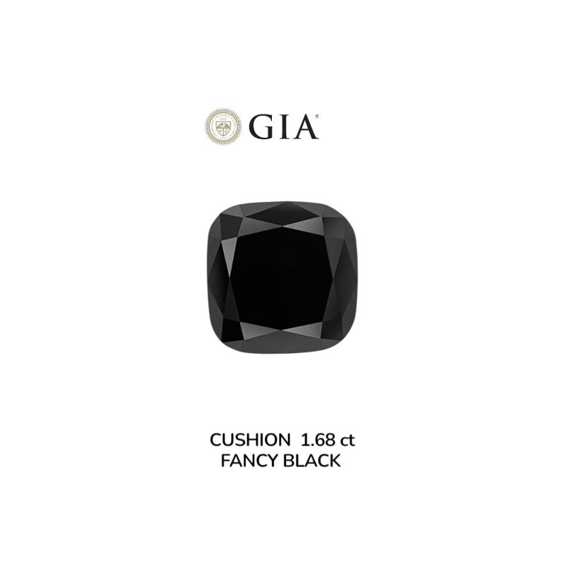 Diament o barwie fantazyjnej szlif poduszkowy brylantowy, 1.68ct, VVS2, Fancy Black, GIA 2233634940 Diament o barwie fantazyjnej szlif poduszkowy brylantowy, 1.68ct, VVS2, Fancy Black, GIA 2233634940