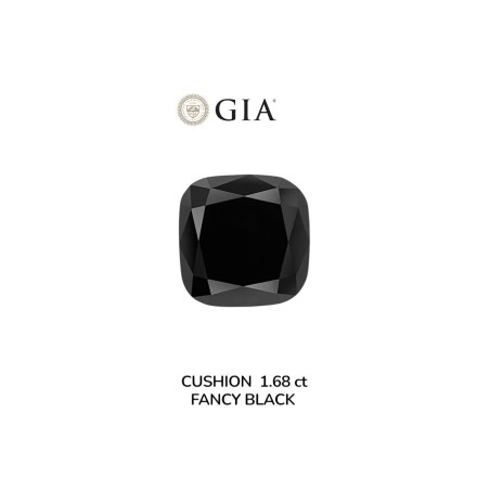 Diament o barwie fantazyjnej szlif poduszkowy brylantowy, 1.68ct, VVS2, Fancy Black, GIA 2233634940