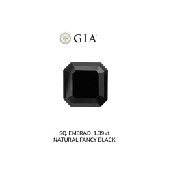 Diament o barwie fantazyjnej szlif szmaragdowy kwadratowy, 1.39ct, VVS2, Fancy Black, GIA 5232637975