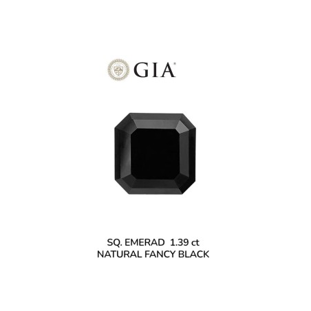 Diament o barwie fantazyjnej szlif szmaragdowy kwadratowy, 1.39ct, VVS2, Fancy Black, GIA 5232637975