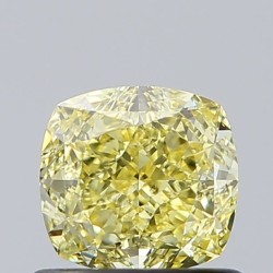 Diament o barwie fantazyjnej szlif poduszkowy modyfikowany, 0.73ct, SI1, Fancy Intense Yellow, GIA 2466559731