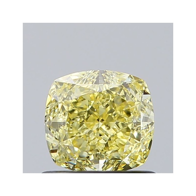 Diament o barwie fantazyjnej szlif poduszkowy modyfikowany, 0.73ct, SI1, Fancy Intense Yellow, GIA 2466559731