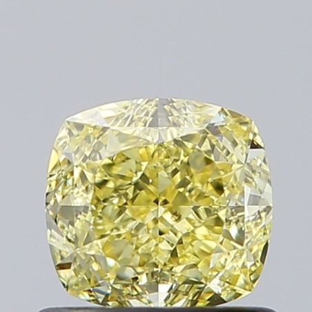 Diament o barwie fantazyjnej szlif poduszkowy modyfikowany, 0.73ct, SI1, Fancy Intense Yellow, GIA 2466559731