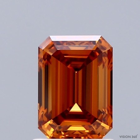 Diament laboratoryjny o barwie fantazyjnej szlif szmaragdowy, 1.45ct, VVS2, Fancy Vivid Orange, IGI LG741529897