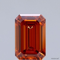 Diament laboratoryjny o barwie fantazyjnej szlif szmaragdowy, 1.23ct, VVS2, Fancy Vivid Orange, IGI LG741529888