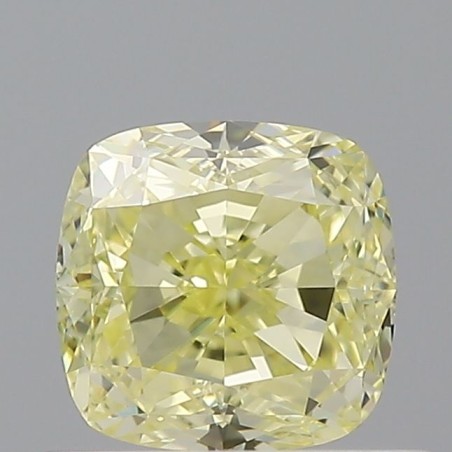 Diament o barwie fantazyjnej szlif poduszkowy modyfikowany, 0.7ct, VVS1, Fancy Yellow, GIA 2527878143