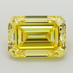 Diament laboratoryjny o barwie fantazyjnej szlif szmaragdowy, 1.26ct, VVS2, Fancy Vivid Yellow, IGI LG657439109