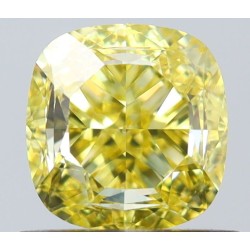 Diament o barwie fantazyjnej szlif poduszkowy brylantowy, 1ct, VS1, Fancy Intense Yellow, GIA 7538087247