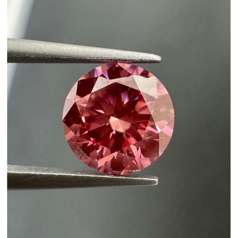 Diament o barwie fantazyjnej szlif okrągły, 1.13ct, VS2, Fancy Vivid Pink, IGI 680577676