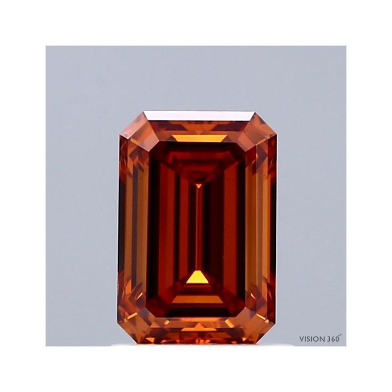 Diament laboratoryjny o barwie fantazyjnej szlif szmaragdowy, 1.22ct, VVS2, Fancy Vivid Orange, IGI LG741529887