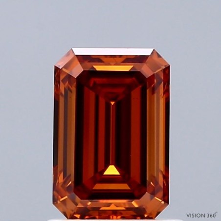 Diament laboratoryjny o barwie fantazyjnej szlif szmaragdowy, 1.22ct, VVS2, Fancy Vivid Orange, IGI LG741529887