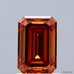 Diament laboratoryjny o barwie fantazyjnej szlif szmaragdowy, 1.22ct, VVS2, Fancy Vivid Orange, IGI LG741529887